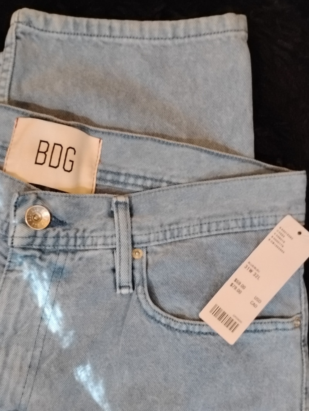 NEW Urban Outfitters BDG Men's Light Blue Bow-Fit Jeans